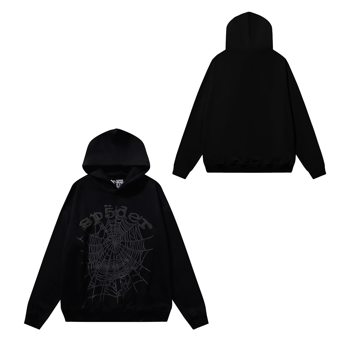 Set of Sp5der Phantom Hoodie and Pants Black
