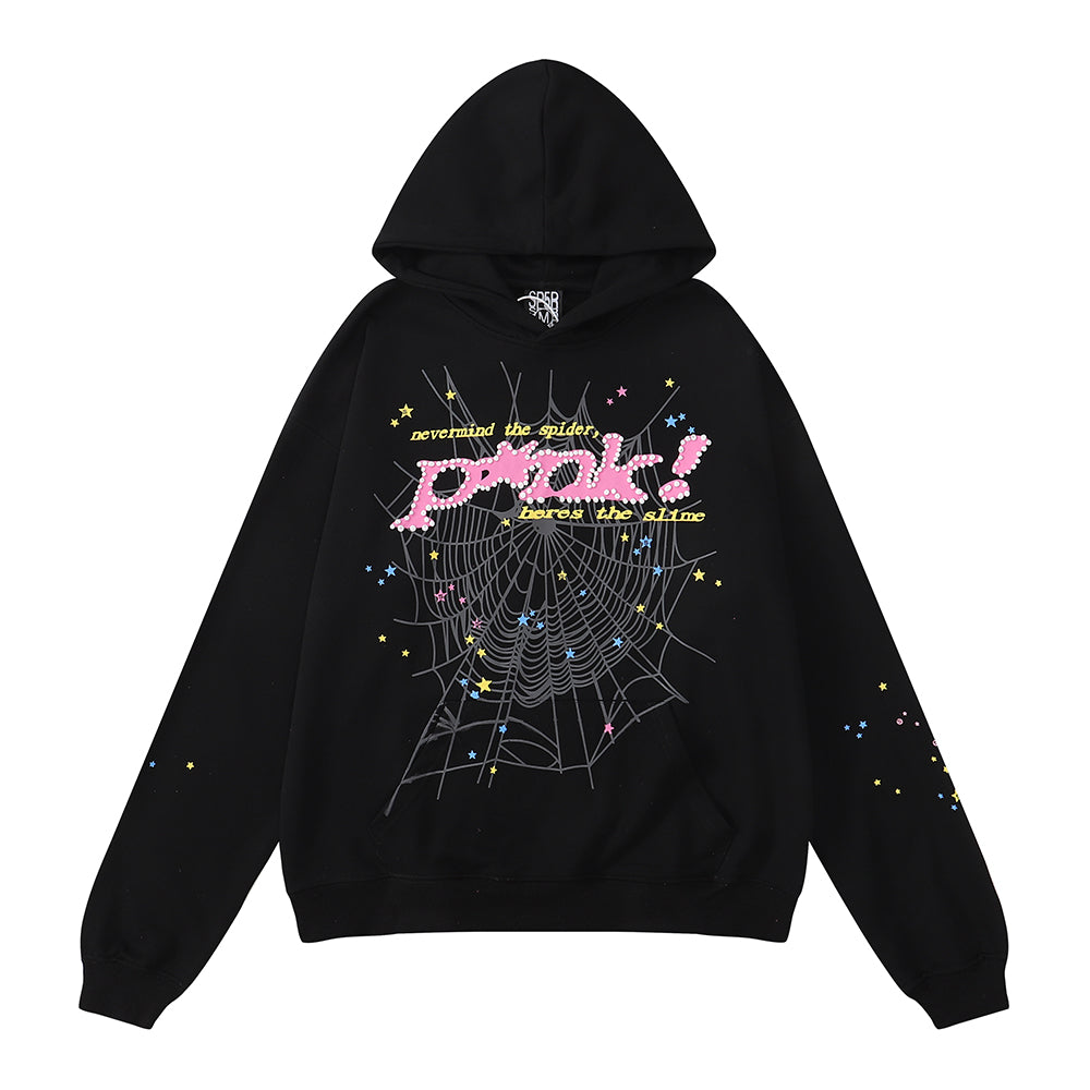 Sp5der P*nk Hoodie Black