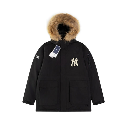 MLB New York Yankees hooded down jacket with a fur trim